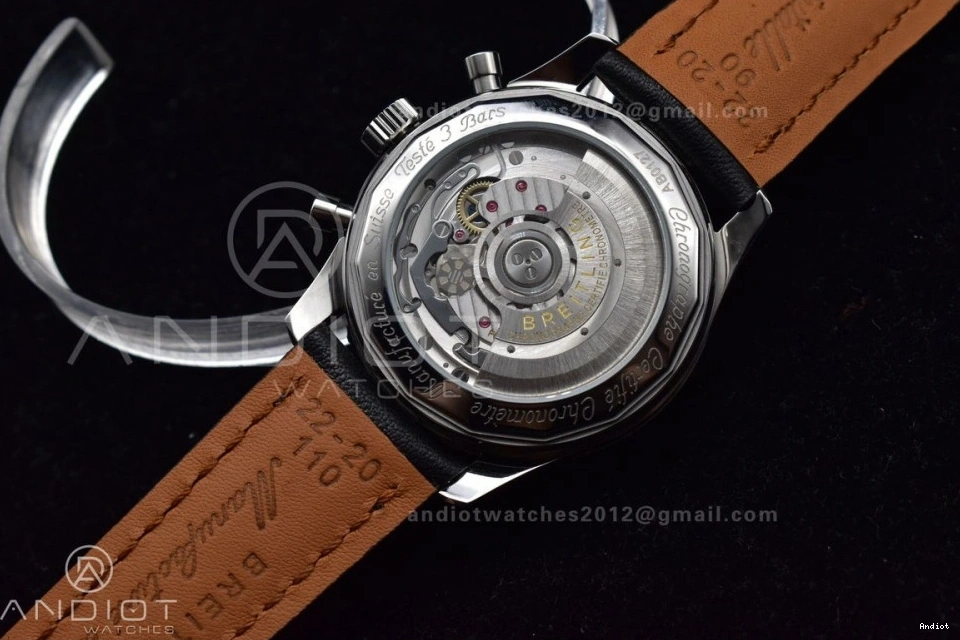 SS on Edition BLS Leather 43mm Dial Best Bracelet Navitimer Black 1:1 1 A7750 0207